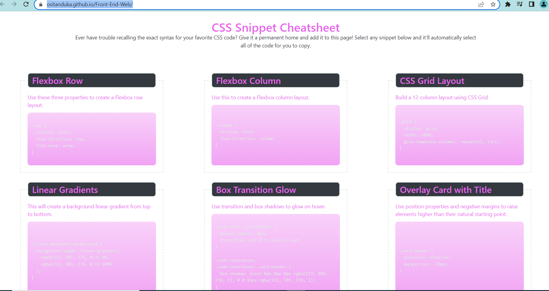 CSS Cheatsheet
